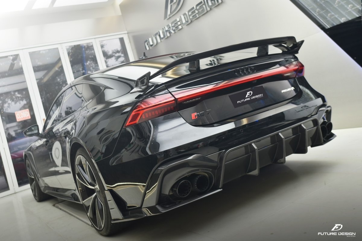 画像9: AUDI RS7 C8 リアウィング スポイラー 本物DryCarbon ドライカーボン (9)