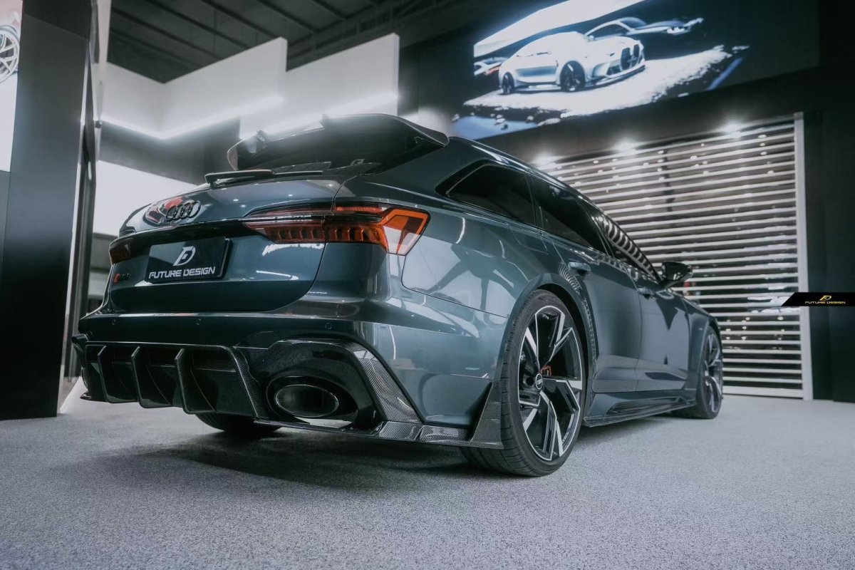 画像26: AUDI RS6 AVANT C8 アバント リアディフューザー スプリッター 本物DryCarbon ドライカーボン (26)
