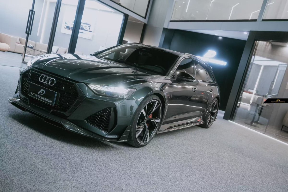 画像14: AUDI RS6 AVANT  C8 フロント リップスポイラー 本物DryCarbon ドライカーボン (14)