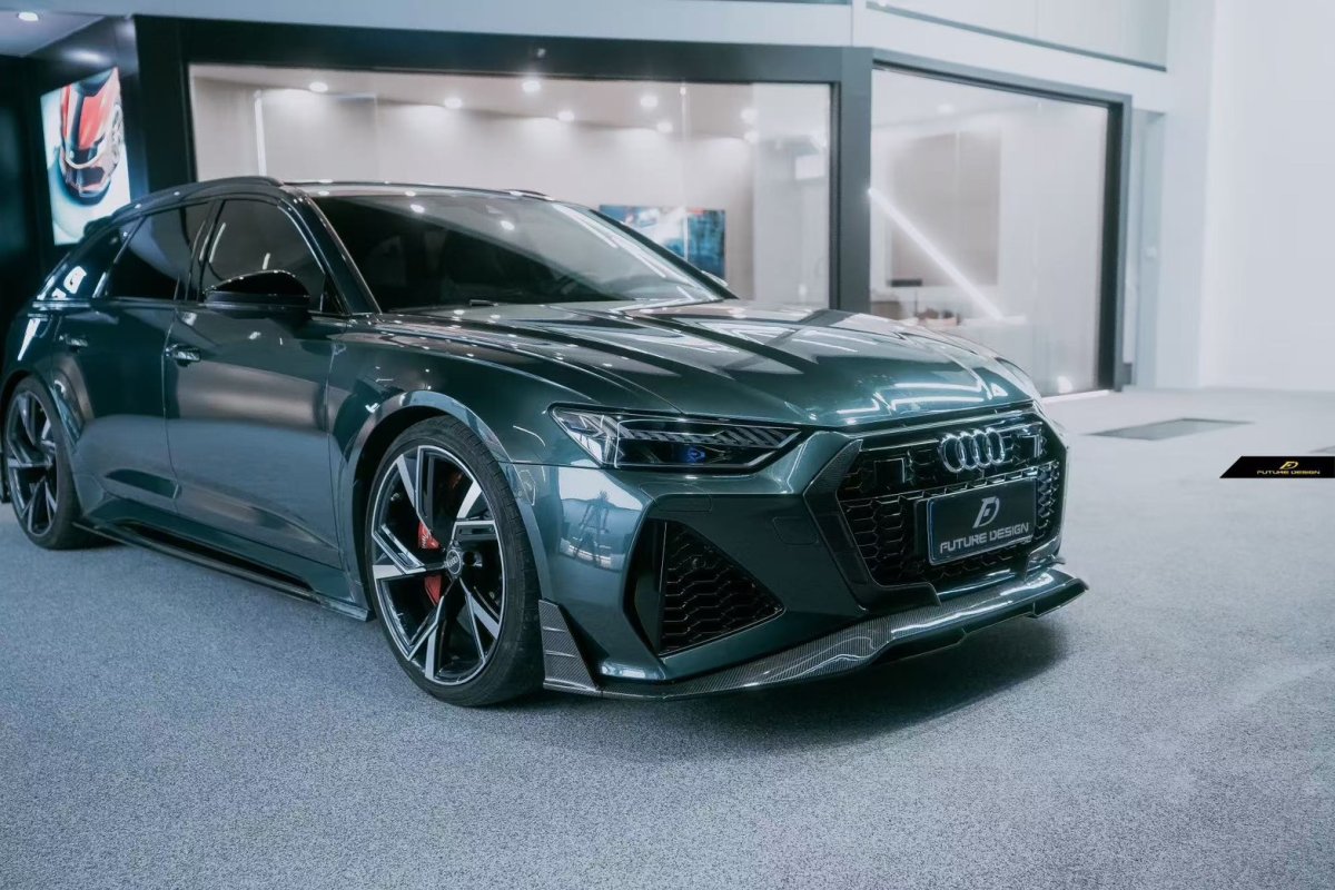 画像15: AUDI RS6 AVANT  C8 フロント リップスポイラー 本物DryCarbon ドライカーボン (15)