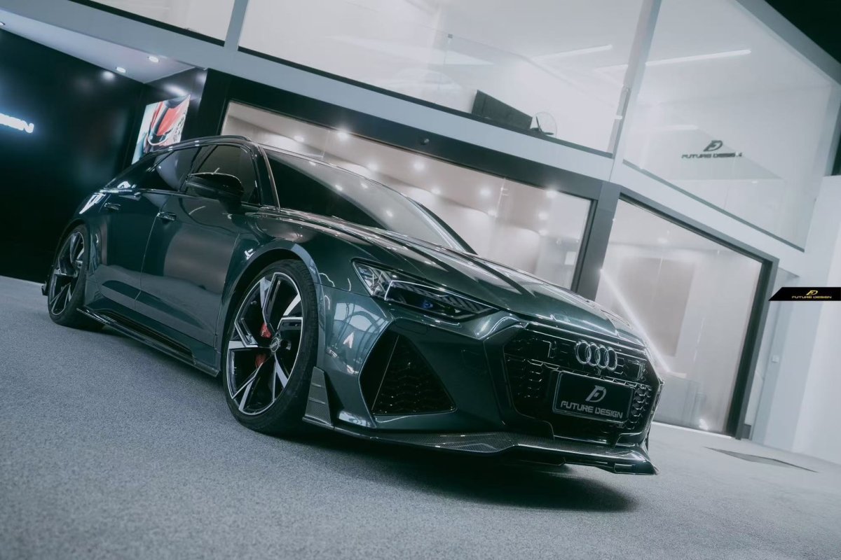 画像16: AUDI RS6 AVANT  C8 フロント リップスポイラー 本物DryCarbon ドライカーボン (16)