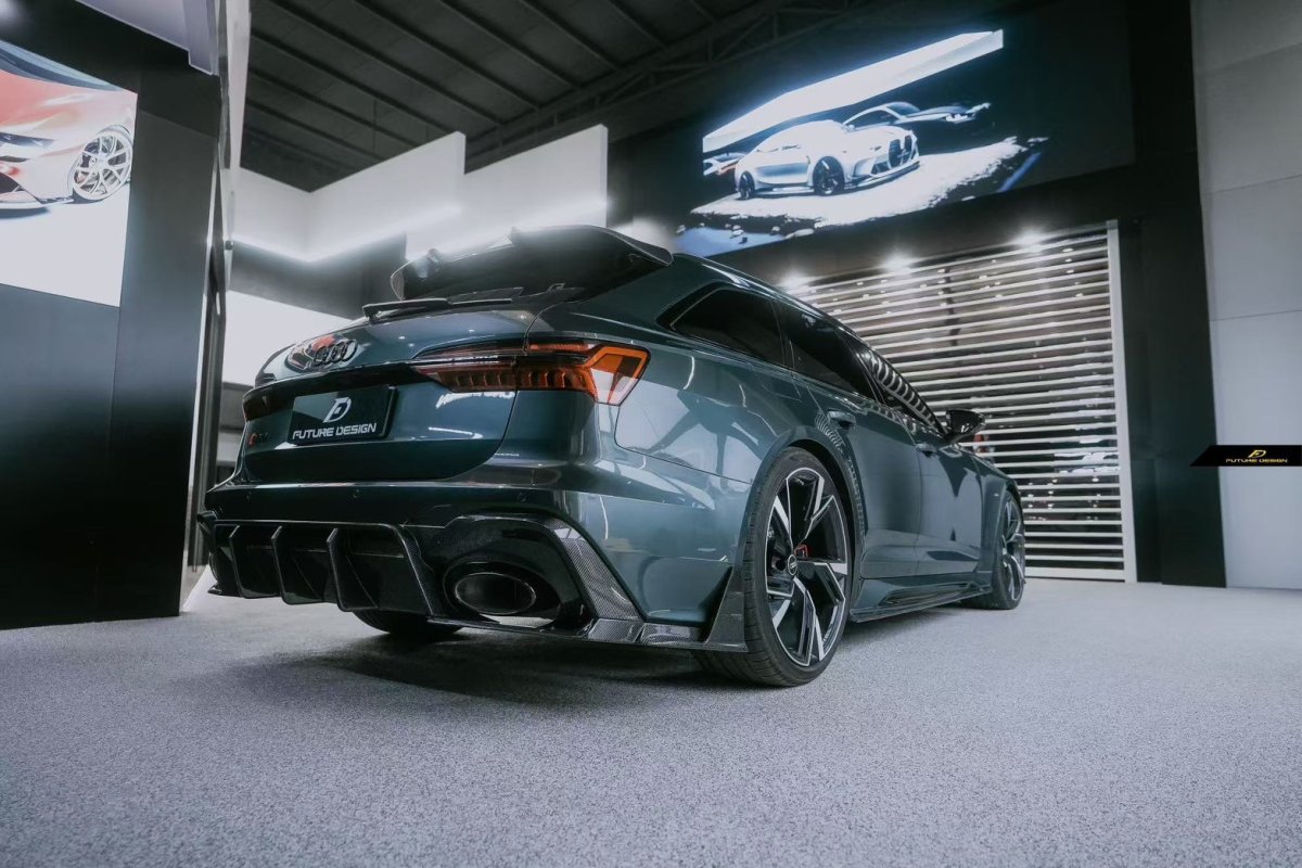 画像28: AUDI RS6 AVANT C8 アバント リアディフューザー スプリッター 本物DryCarbon ドライカーボン (28)