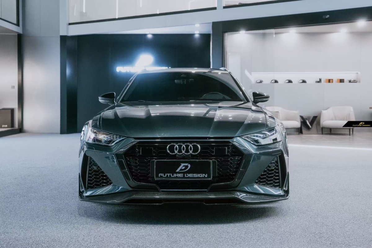 画像13: AUDI RS6 AVANT  C8 フロント リップスポイラー 本物DryCarbon ドライカーボン (13)