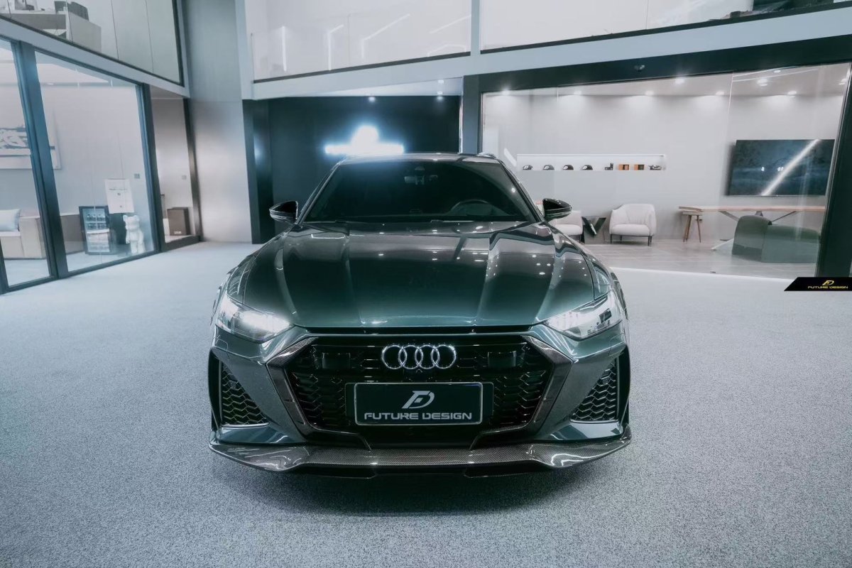 画像11: AUDI RS6 AVANT C8 アバント フロントグリル用 スプリッター 本物DryCarbon ドライカーボン (11)