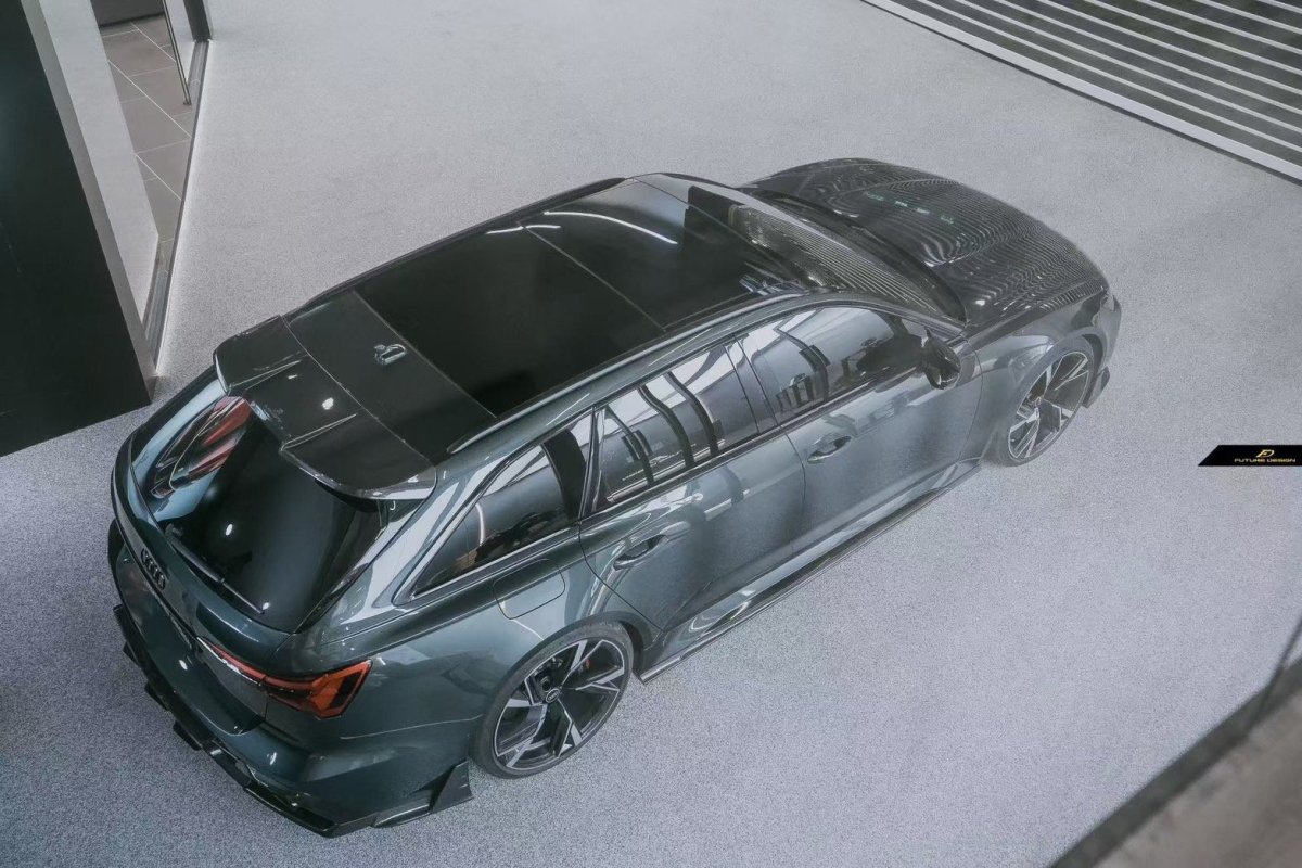 画像17: AUDI RS6 AVANT C8 アバント リア ルーフ スポイラー 本物DryCarbon ドライカーボン (17)