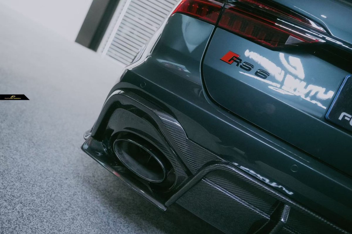 画像27: AUDI RS6 AVANT C8 アバント リアディフューザー スプリッター 本物DryCarbon ドライカーボン (27)