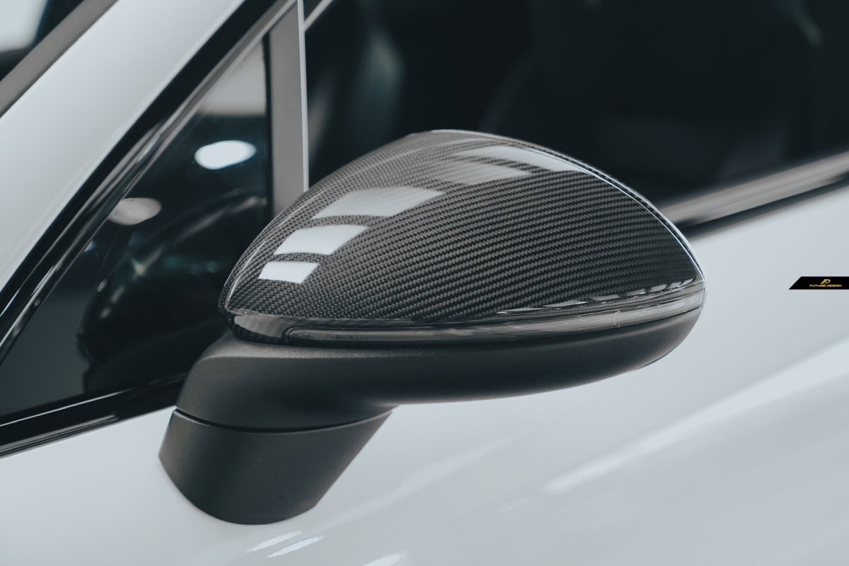 画像1: PORSCHE ポルシェ Cayenne カイエン E3.1 E3.2 専用 ドアミラー カバー 本物DryCarbon ドライカーボン (1)