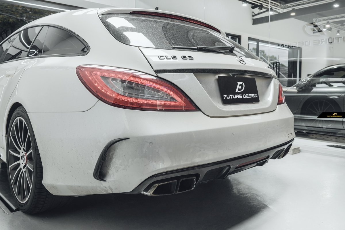 画像6: BENZ メルセデス・ベンツ CLS-Class S218 シューティングブレイク 後期車 AMGリアバンパー用カナード スポイラー 本物DryCarbon ドライカーボン (6)
