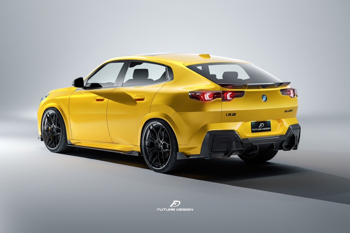 画像1: BMW iXシリーズ iX2 U10 Mスポーツ リアディフューザー 本物DryCarbon ドライカーボン (1)