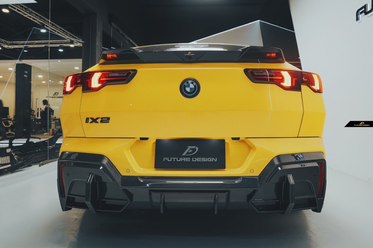 画像11: BMW iXシリーズ iX2 U10 Mスポーツ リアスポイラー 本物DryCarbon ドライカーボン (11)