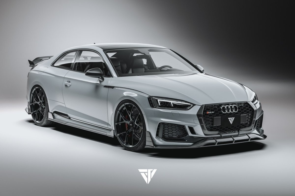 画像1: AUDI RS5 B9 フロント リップスポイラー 本物DryCarbon ドライカーボン (1)