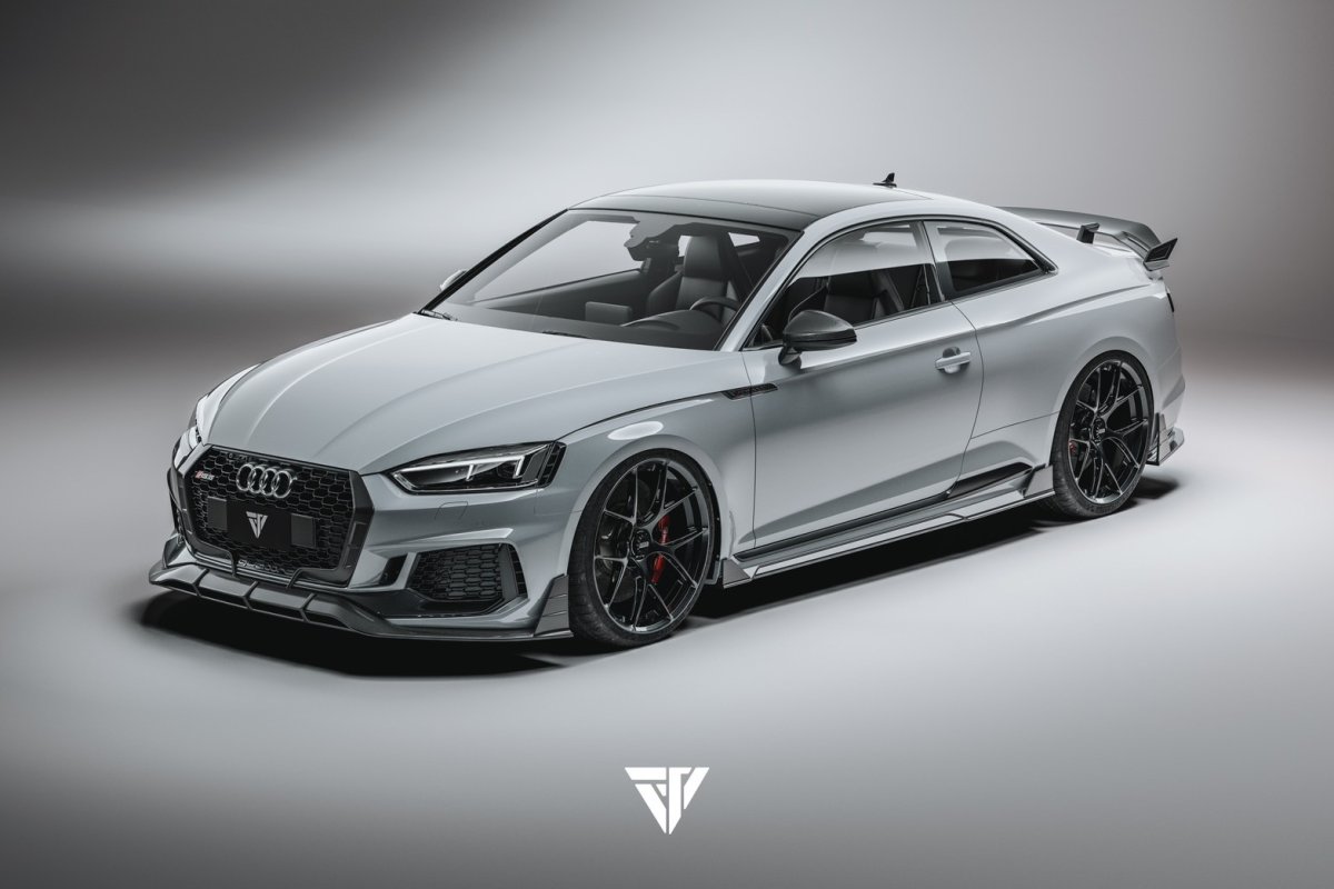 画像2: AUDI RS5 B9 フロント グリルスプリッター 本物DryCarbon ドライカーボン (2)