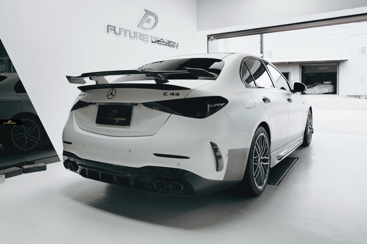 画像9: BENZ メルセデス・ベンツ C-Class W206 セダン S206 ステーションワゴン C43仕様 リア ディフューザー 艶ありブラック (9)