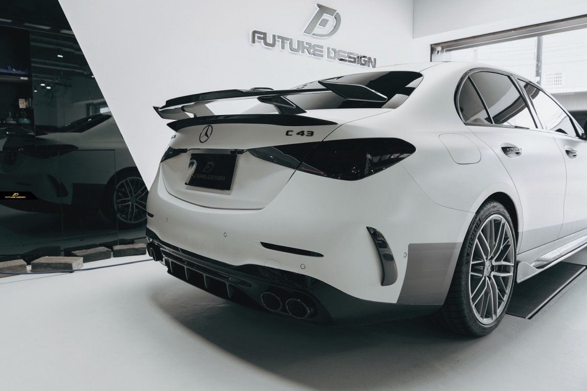 画像12: BENZ メルセデス・ベンツ C-Class W206 セダン S206 ステーションワゴン C43仕様 リア ディフューザー 艶ありブラック (12)