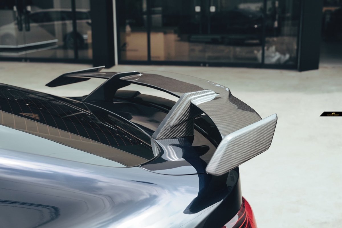 画像3: BMW 4シリーズ G26 グランクーペ Mスポーツ トランク用  リアウィング リアスポイラー 本物DryCarbon ドライカーボン (3)