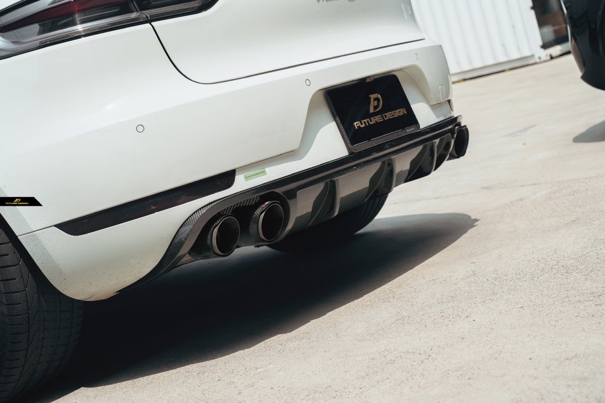画像1: Porsche Macan マカン リアバンパー用 リアディフューザー 本物Drycarbon ドライカーボン (1)