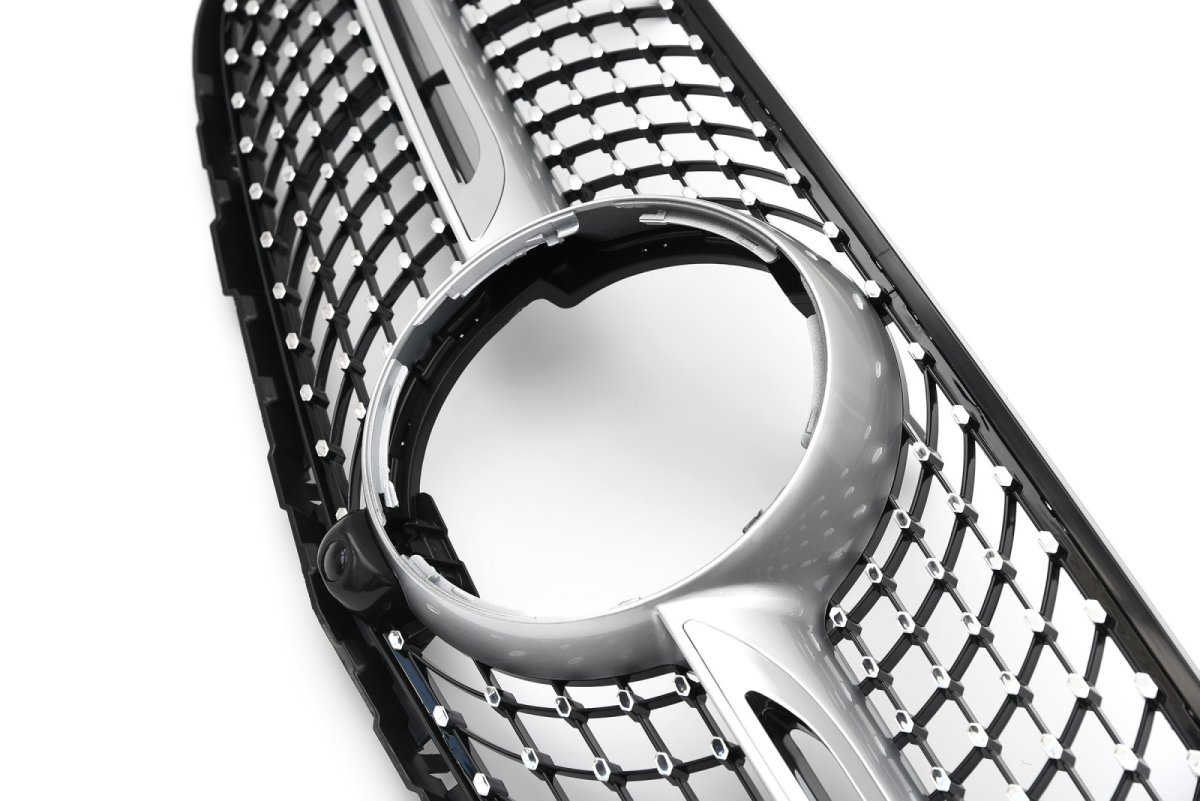 画像2: BENZ メルセデス・ベンツ W253 X253 C253 クーペ SUV 前期用 GLC45仕様 ダイヤモンド センターグリル シルバー  (2)