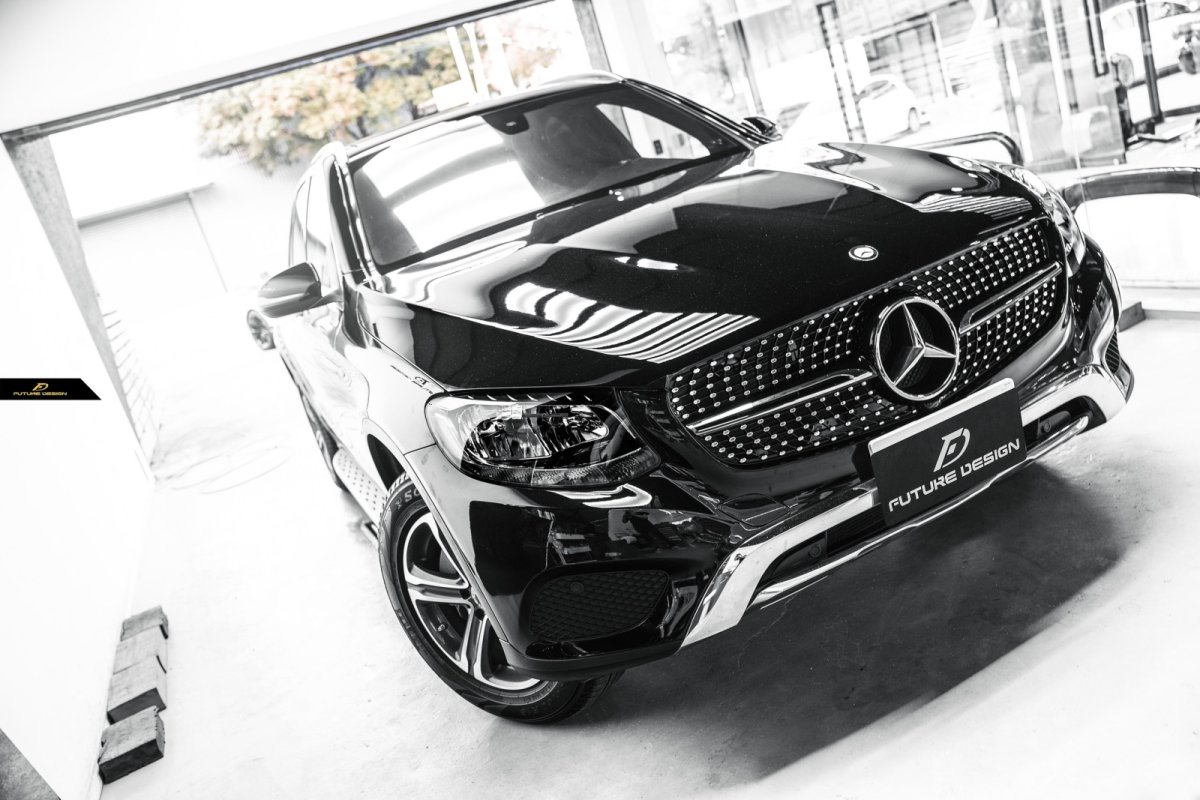 画像6: BENZ メルセデス・ベンツ W253 X253 C253 クーペ用 GLC45仕様 ダイヤモンド センターグリル ブラック・クローム (6)