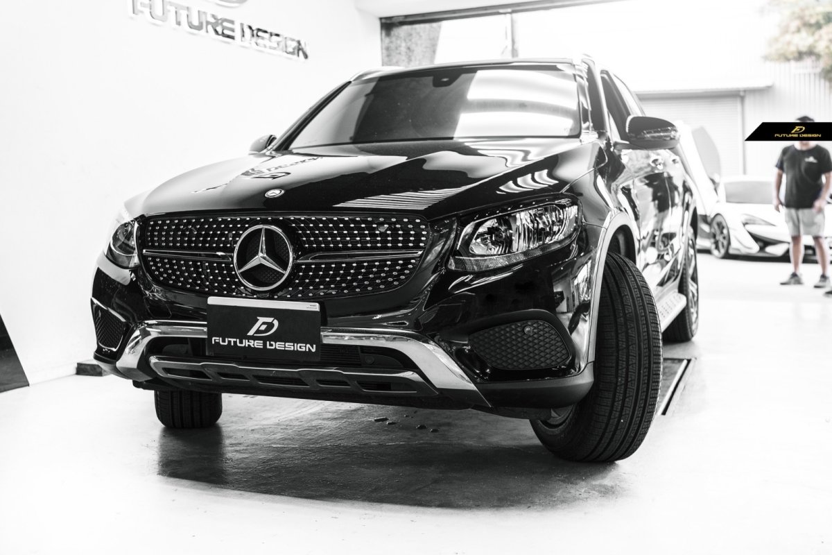 画像4: BENZ メルセデス・ベンツ W253 X253 C253 クーペ用 GLC45仕様 ダイヤモンド センターグリル ブラック・クローム (4)