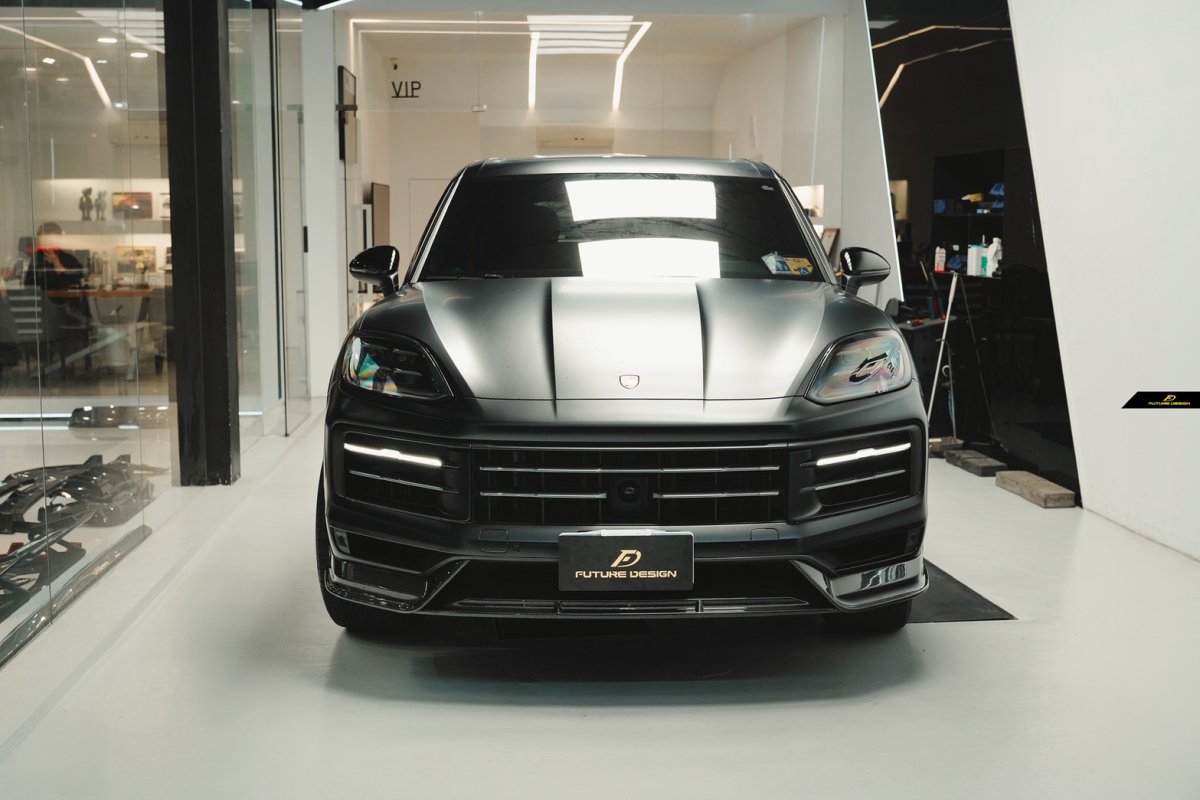 画像35:  PORSCHE ポルシェ Cayenne カイエン Coupe クーペ E3 II 後期用 フロント リップスポイラー 本物DryCarbon ドライカーボン (35)