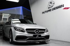 画像2: BENZ メルセデス・ベンツ W205 C63フロントバンパー用リップスポイラー 本物DryCarbon ドライカーボン (2)