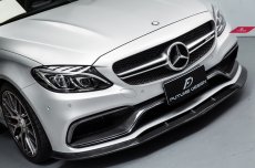 画像1: BENZ メルセデス・ベンツ W205 C63フロントバンパー用リップスポイラー 本物DryCarbon ドライカーボン (1)