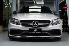 画像8: BENZ メルセデス・ベンツ W205 C63フロントバンパー用リップスポイラー 本物DryCarbon ドライカーボン (8)