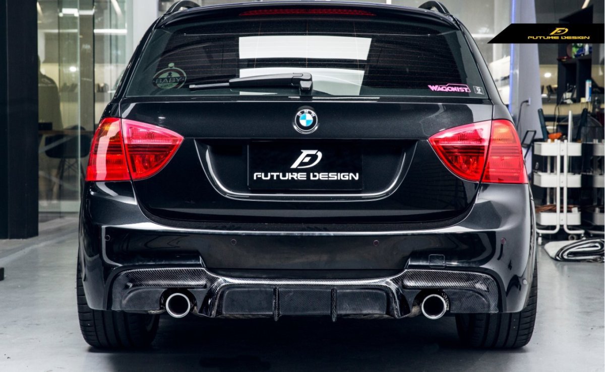 画像6: BMW 3シリーズ E90 セダン E91 ツーリング  Mスポーツバンパー用リアディフューザー 本物Carbon カーボン (6)
