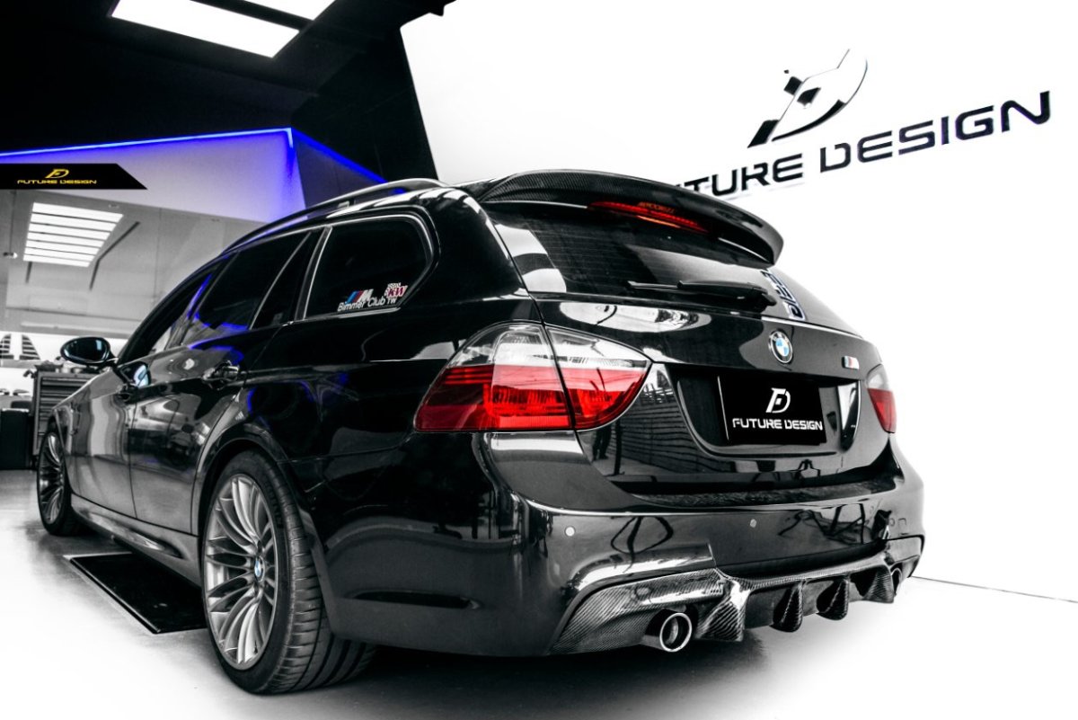 画像10: BMW 3シリーズ E90 セダン E91 ツーリング  Mスポーツバンパー用リアディフューザー 本物Carbon カーボン (10)