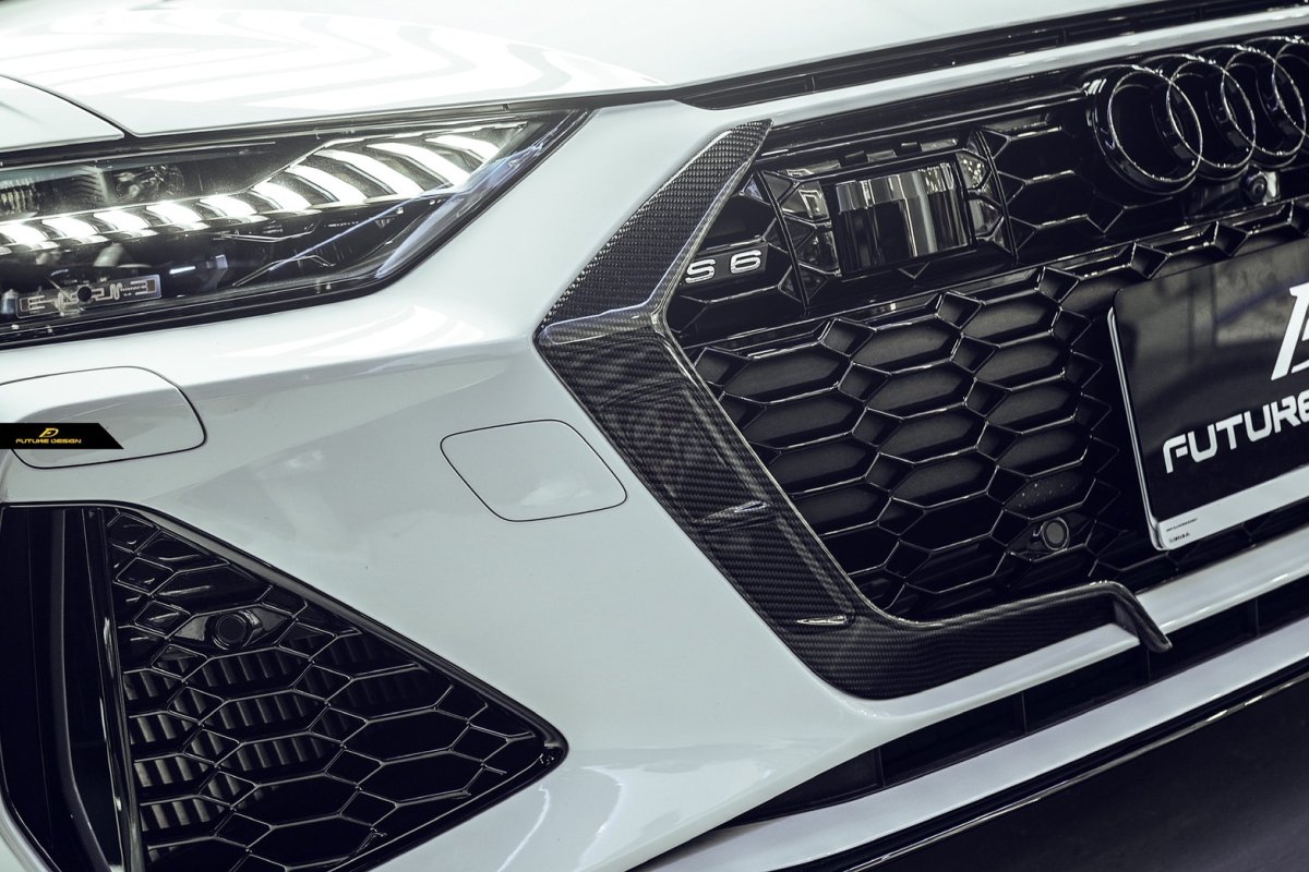 画像14: AUDI RS7 C8 フロントグリル用 スプリッター 本物DryCarbon ドライカーボン (14)