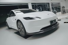 画像3: 【予約販売中に送料無料】TESLA テスラ NEW MODEL 新型 モデル 3 フロントバンパー用 リップスポイラー 本物Drycarbon ドライカーボン (3)