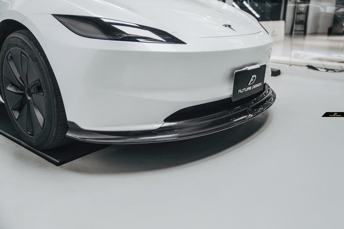 画像4: 【予約販売中に送料無料】TESLA テスラ NEW MODEL 新型 モデル 3 フロントバンパー用 リップスポイラー 本物Drycarbon ドライカーボン (4)