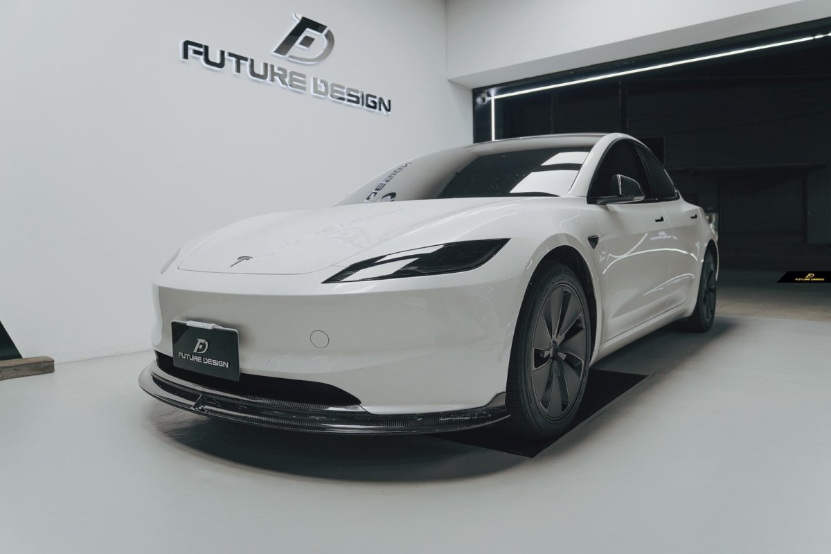 画像7: 【予約販売中に送料無料】TESLA テスラ NEW MODEL 新型 モデル 3 フロントバンパー用 リップスポイラー 本物Drycarbon ドライカーボン (7)