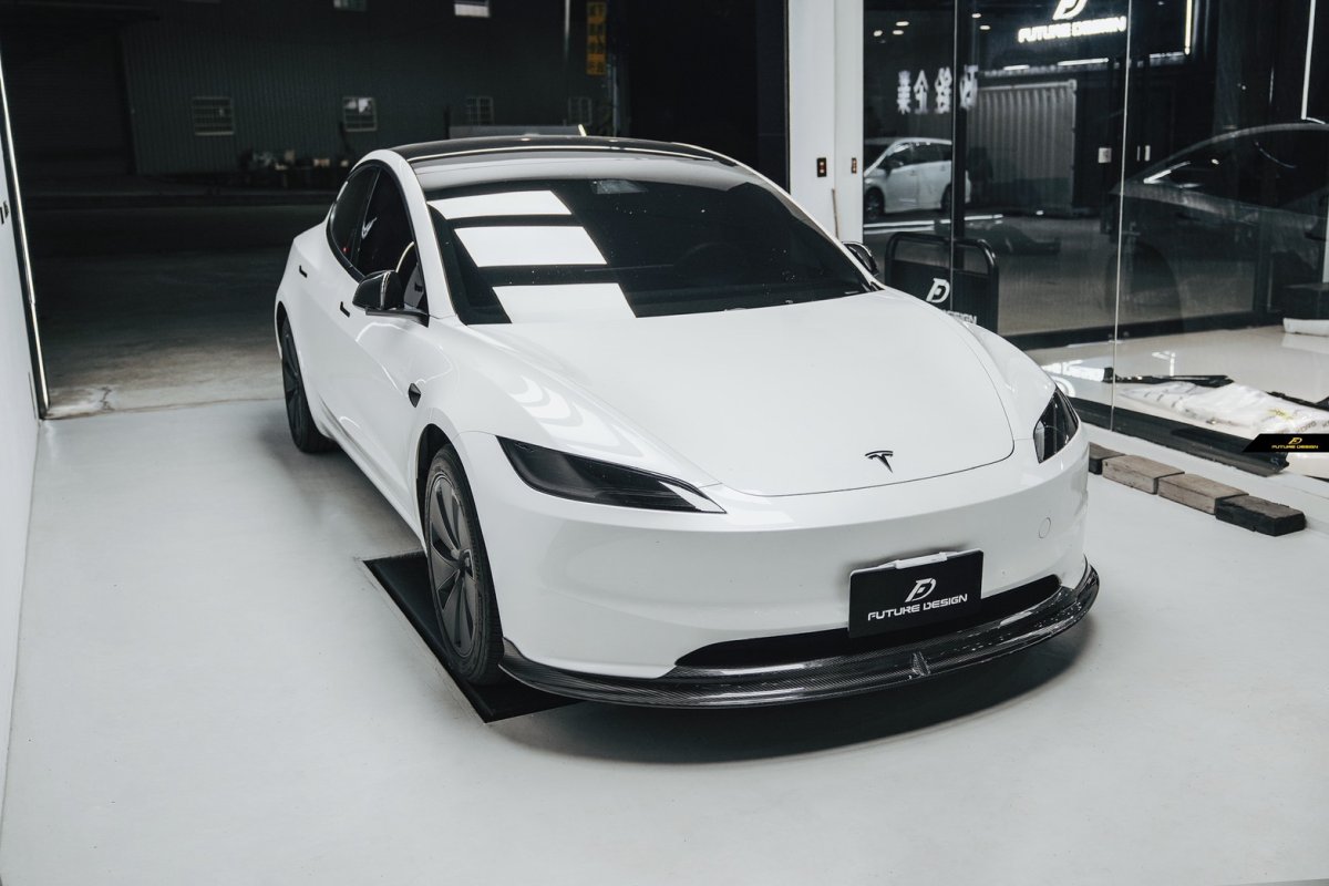 画像5: 【予約販売中に送料無料】TESLA テスラ NEW MODEL 新型 モデル 3 フロントバンパー用 リップスポイラー 本物Drycarbon ドライカーボン (5)