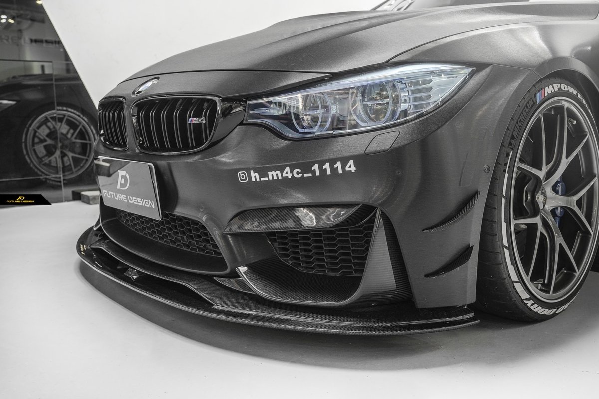 画像1: BMW 3シリーズ F80 M3 セダン フロントバンパー用 リップスポイラー 本物DryCarbon ドライカーボン (1)