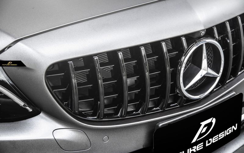 BENZ ベンツAMGパナメリカーナグリル W205 S205 C205 Cクラス C63用AMG GTRタイプ ブラックグリル - Future  Design Drycarbon parts