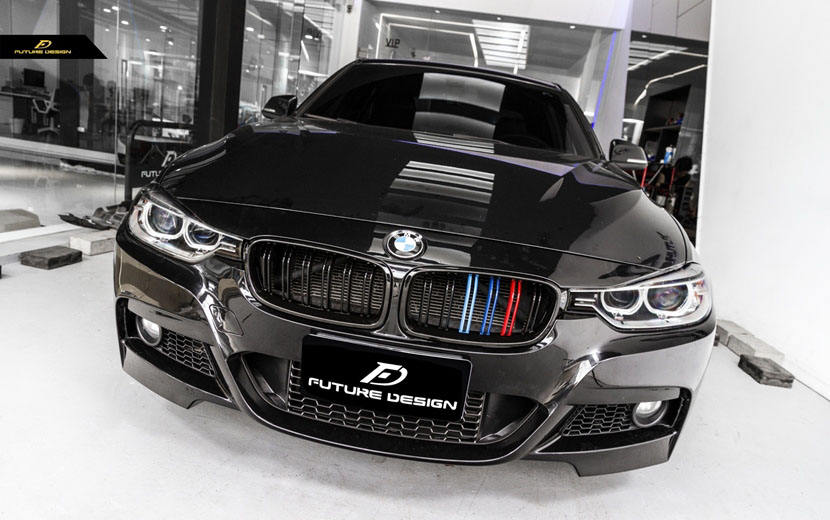 BMW 3シリーズ F30 F31 フロント用艶ありブラック 青紺赤 キドニーグリル センターグリル - Future Design  Drycarbon parts