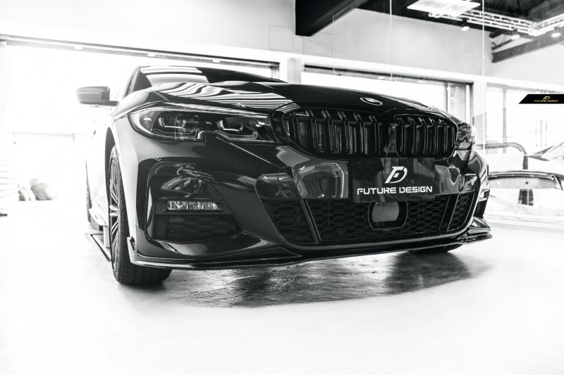 BMW 3シリーズ G20 G21 フロントバンパー用リップスポイラー 艶あり黒