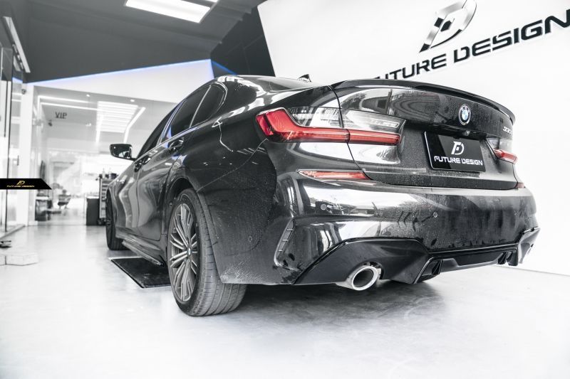 BMW 3シリーズ G20 G21 リアバンパー用ディフューザー 艶あり黒 ２本出し マフラー Future Design Drycarbon  parts