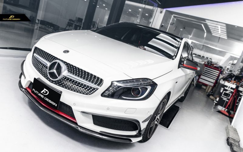 BENZ メルセデス・ベンツ A-Class W176 フロントバンパー用 カナード 本物Drycabon ドライカーボン AMG