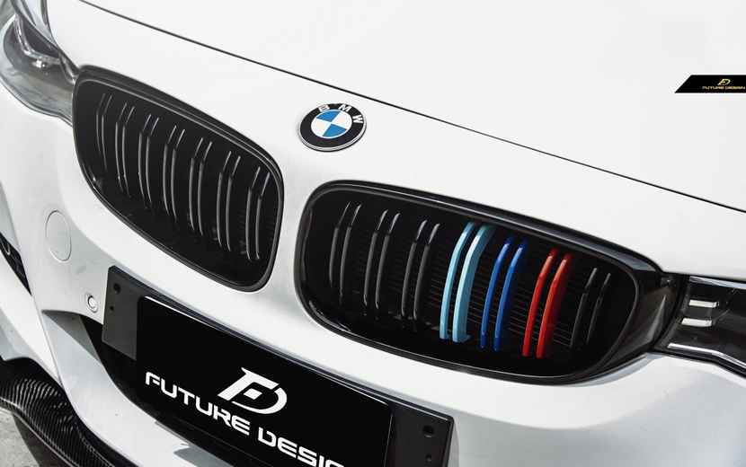 BMW 3シリーズ F34 3GT フロント用 青紺赤 艶ありブラックキドニーグリル センターグリル