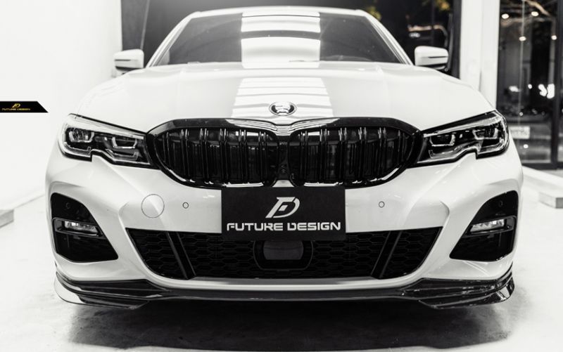 BMW 3シリーズ G20 G21 フロントバンパー用リップスポイラー 艶あり黒 3点セット