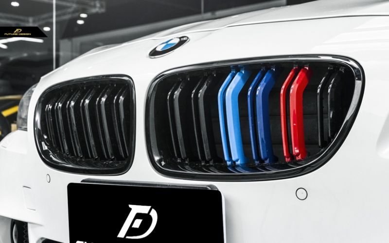 BMW 5シリーズ F10 F11 フロント用 青紺赤 艶ありブラックキドニーグリル センターグリル - Future Design  Drycarbon parts