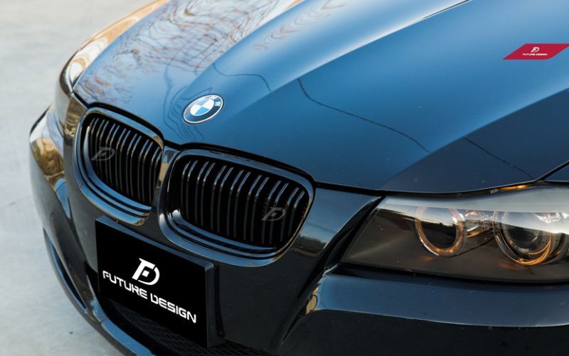 BMW 3シリーズ E90 E91 後期車 フロント用艶ありブラックキドニーグリル センターグリル - Future Design Drycarbon  parts