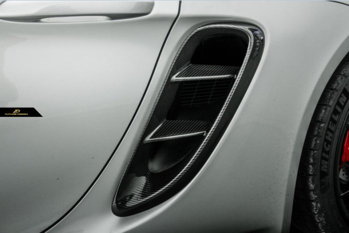 ポルシェ 718 ケイマン ボクスター サイド用カバー インテーク ダクト スポイラー エアロ 本物Drycarbon ドライカーボン -  Future Design Drycarbon parts