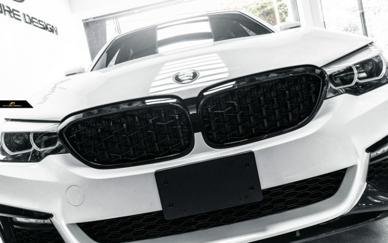 BMW G30 セダン G31 ツーリング フロント用 ダイヤモンド 艶ありブラックキドニーグリル センターグリル