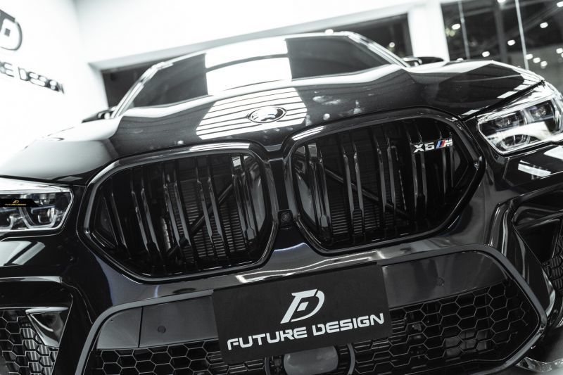 BMW Xシリーズ X6 G06 F96 フロント用艶ありブラック キドニーグリル センターグリル X6M - Future Design  Drycarbon parts