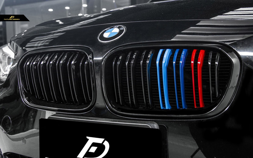 BMW 1シリーズ F20 LCI 青紺赤 フロント用艶ありブラックキドニーグリル センターグリル