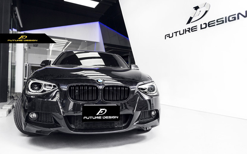 BMW 1シリーズ F20 前期 フロント用艶ありブラックキドニーグリル センターグリル S2 - Future Design Drycarbon  parts