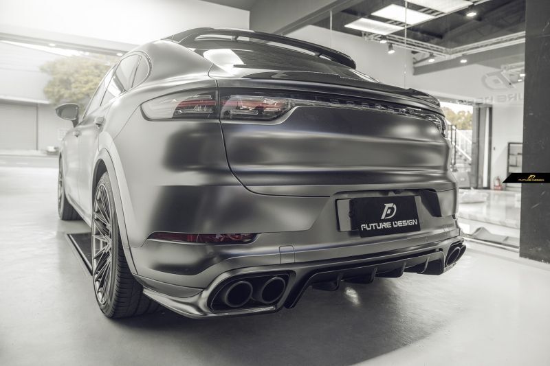 Porsche Cayenne カイエン クーペ用 9Y0 二層ツインテール 4本出 ブラッククローム マフラーカッター